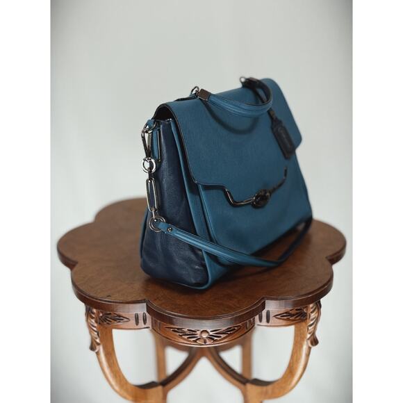 NWT Coach Madison Sadie Satchel $498 Blue Leather Handbag E1371-25167 #00011 - Picture 2 of 8